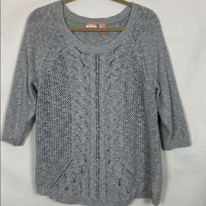Northcrest Gray 3/4 Sleeve Knit Sweater Size 2X